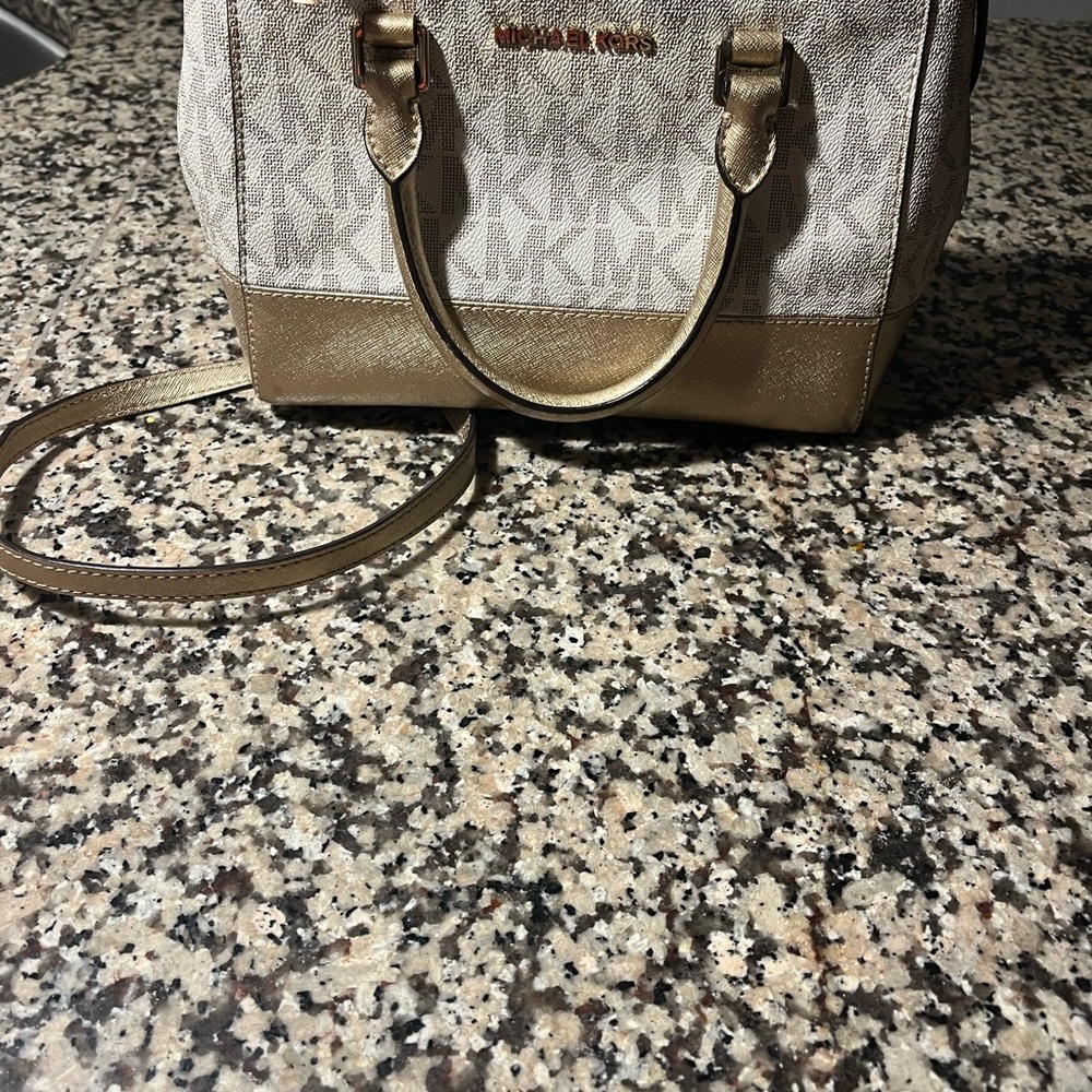 Michael Kors Gold and Cream Women's Bag